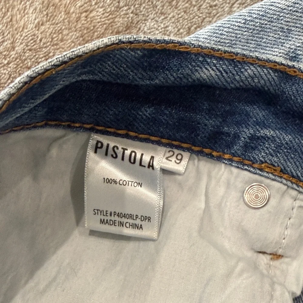 pistola Maeve Light Blue Distressed High-Rise Denim Shorts